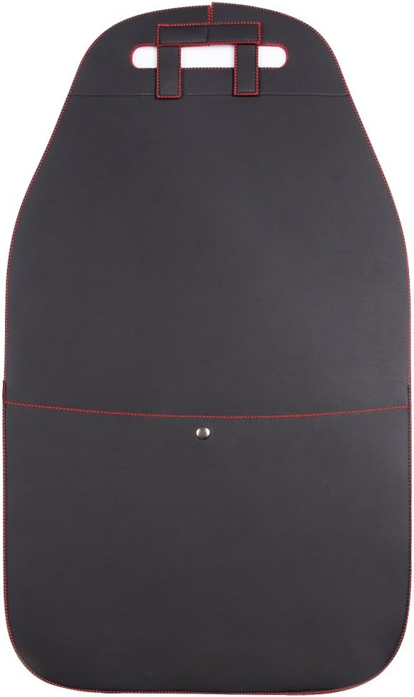 HCMAX 2 Pack Kick Mat Car Seat Back Protector Waterproof Easy to Clean Multifunctional Organizer Storage Bag Travel Accessory PU Leather Black-Red - Image 3