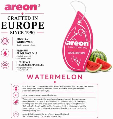 AREON MON MA28 Hanging Best Car Air Freshener Watermelon Scent, Paper Hanging Ornaments, Long Lasting Scent for Car or Home 12 Pack - Image 6