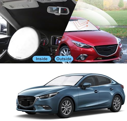 TINGLU Sun Shade for Mazda 3 Mazda3 2014-2018 Accessories Windshield Sun Shade Window Shade UV Rays Protection Sun Visor Cover with Steering Wheel Sunshade Storage Bag - Image 6