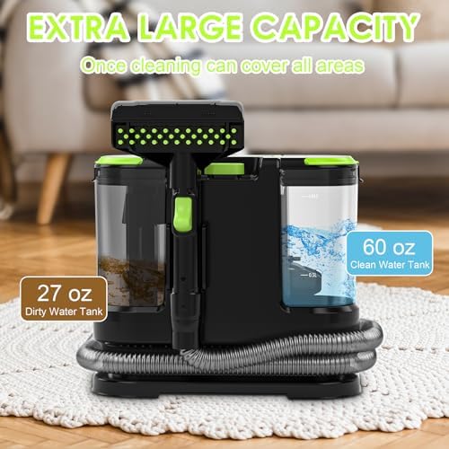 Portable Carpet & Upholstery Cleaner, Deep Cleaning for Rugs, Couch, Curtain, Car Interiors Stains, Pet & Family Friendly, 21 Kpa suction with 800W high-performance motor, 120V (Green) - Image 5