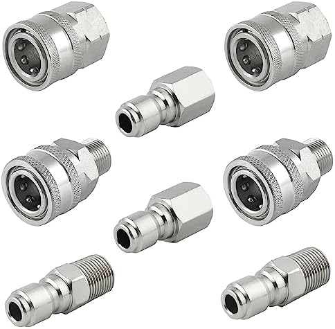 Raincovo Pressure Washer Quick Connect 3/8 Inch, Stainless Steel, 8 Piece by Raincovo