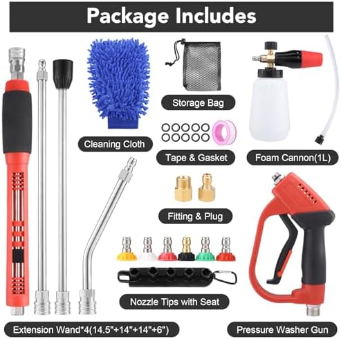 18-Pc Pressure Washer Accessory Kit with Foam Cannon, 5000 Psi - Image 2
