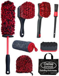 oesee 8PCS Wheel Cleaning Kit with Microfiber Brush & Rubber Grip Tire Brush, Twist Loop Drying Towel, Detailing Brush, Applicator for Car Rim and Tire Care by OeSee