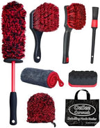 oesee 8PCS Wheel Cleaning Kit with Microfiber Brush & Rubber Grip Tire Brush, Twist Loop Drying Towel, Detailing Brush, Applicator for Car Rim and Tire Care by OeSee