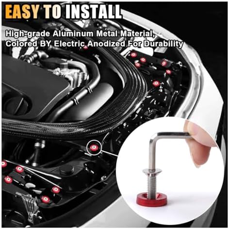 smilfuy 20PCS Aluminum Bumper Fender Washer Stainless Steel Bolts, Red - Image 7
