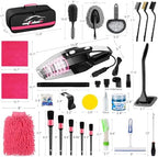 39Pcs Car Cleaning Kit, Interior Detailing Kit with High Power Handheld Vacuum, Detailing Brush Set, Windshield Tool, Pink Complete Auto Accessories for Women - Image 7