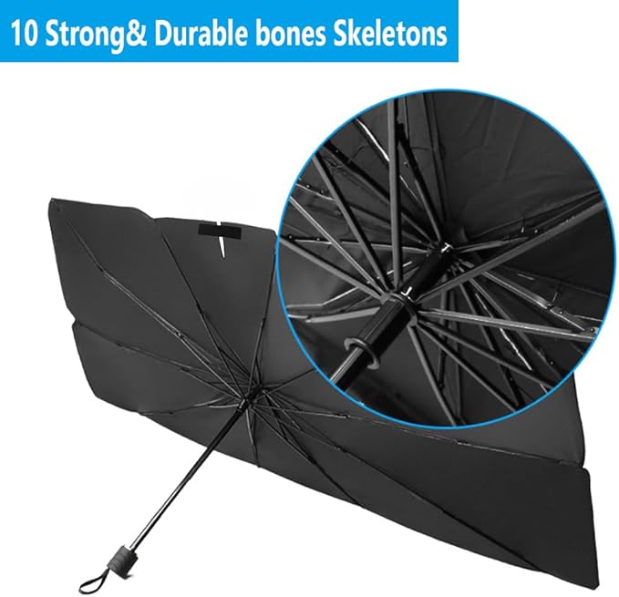 Windshield Sun Shade 2025 Car Accessories 100% Blackout Car Front Windsow Shades Umbrella Automotive Sun Visor Block Heat Insulation Protection (Red) - Image 3