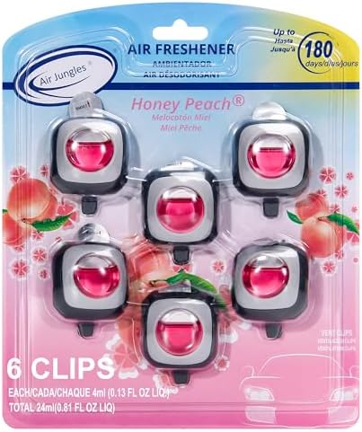 Air Jungles Honey Peach Scent Pink Car Air Freshener Vent Clip 6 Ct by AirJungles
