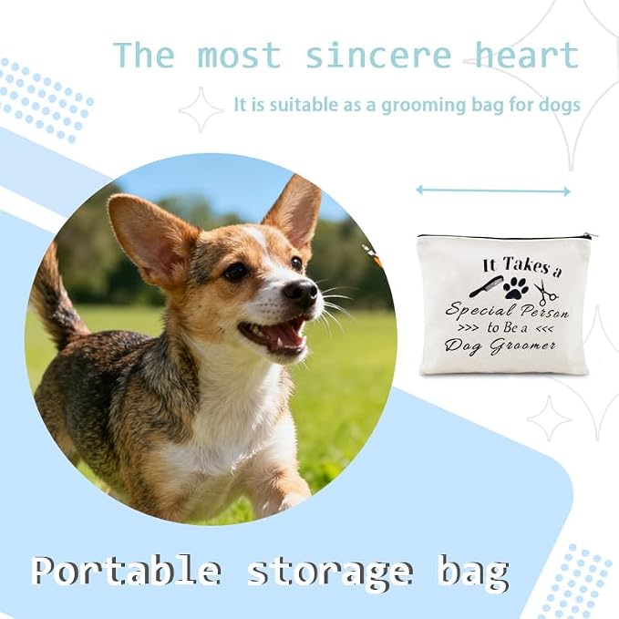 Sisadodo Dog Groomer Christmas Brithday Gifts for Women Men Dog Hairdresser Storage Bags for Dogs Groomers Canvas Cosmetic Makeup Bag Pouch Hair Stylist Travel Toiletry Bag with Zipper - Image 6