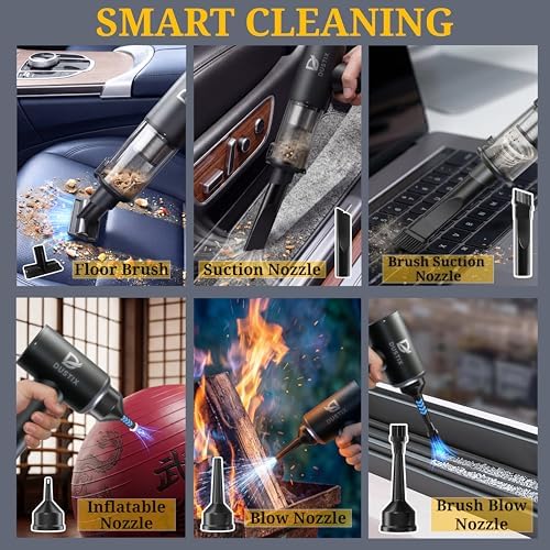 Car Vacuum Portable Cordless 20000Pa Powerful Handheld, Mini, Hoover Cleaner, 3 Speed Suction, Easy Empty, Rechargeable 7800mAh, Blower Inflator Deflator, Car Cleaning Kit - Image 4
