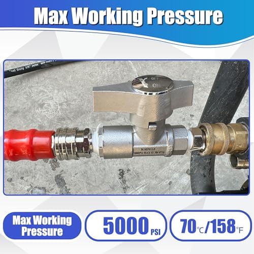 M MINGLE Ball Valve Pressure Washer, 3/8" Quick Connect Ball Valve for Power Washer Hose, 5000 PSI - Image 3