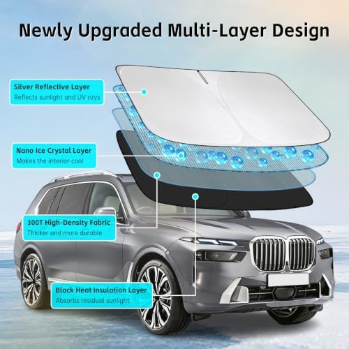 Windshield Sun Shade for BMW X7 2018-2026 Sunshade - Image 3