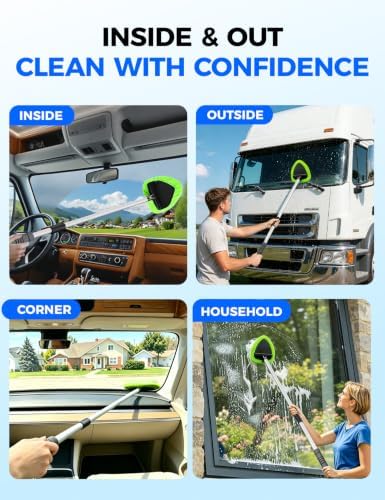 XINDELL Interior Windshield Cleaner Tool – Car Interior Window Cleaning Kit with 29inch Extended Long Handle & 4 Microfiber Pads, Auto Wiper Windshield Brush for Car, Trucks, SUVs, RVs & Home - Image 6