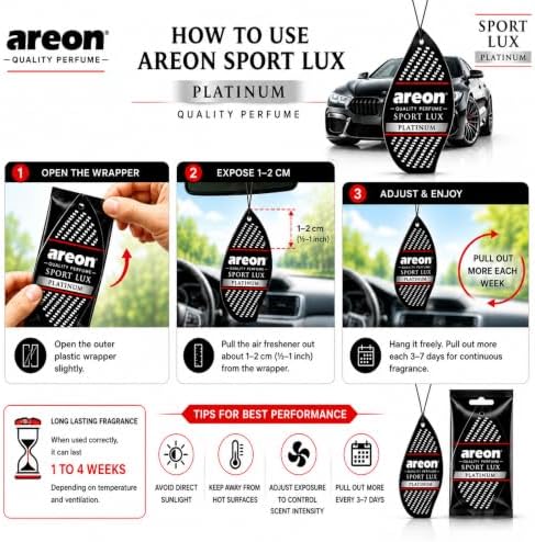 AREON Sport Lux PLATINUM Paper Hanging Car Air Freshener - Pack of 12 - Image 4