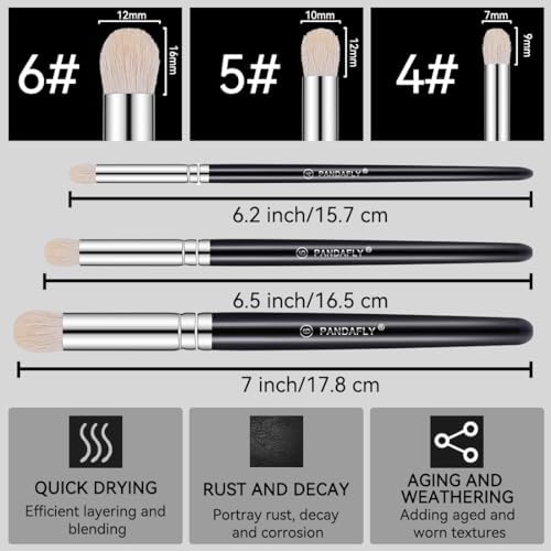 PANDAFLY Drybrush Set, 3 Sizes Hobby Detail Paint Brush Set - Image 3