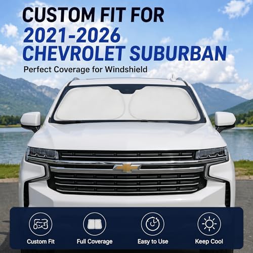 Custom Fit Windshield Sun Shade for Chevrolet Chevy Suburban 2021-2026 - Image 2
