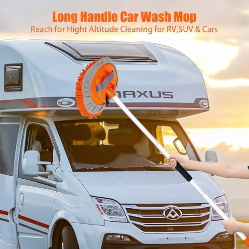 62" Car Wash Brush with Long Handle Chenille Scratch-Free Head Aluminum Pole - Image 4