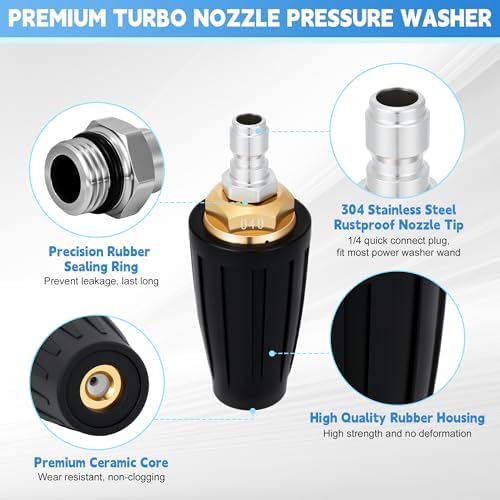 Yupjlia Turbo Nozzle Pressure Washer Tips, 4000 PSI Max, 360° Rotating - Image 5