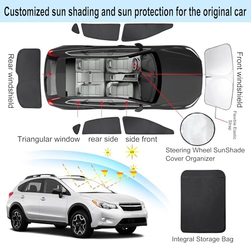 TINGLU Window Shades for Subaru Crosstrek 2013 2014 2015 2016 2017 Accessorie Car Side Full Windows Rear Triangular Windshield Sun Shade Sun UV Rays & Privacy Protection for Camping,Napping 8PCS - Image 3