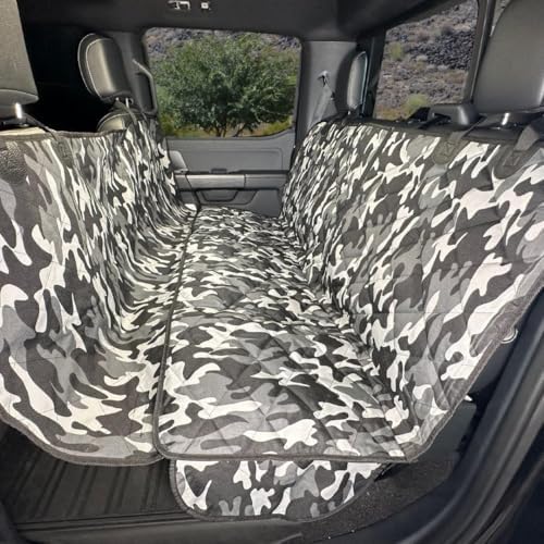 4Knines Dog Rear Seat Cover for Fold Down Seats - Hammock, Camo XL | Heavy-duty split design fits 60/40 and 50/50 fold-down seats. K9-Shield waterproof protection and a non-slip backing. by 4Knines