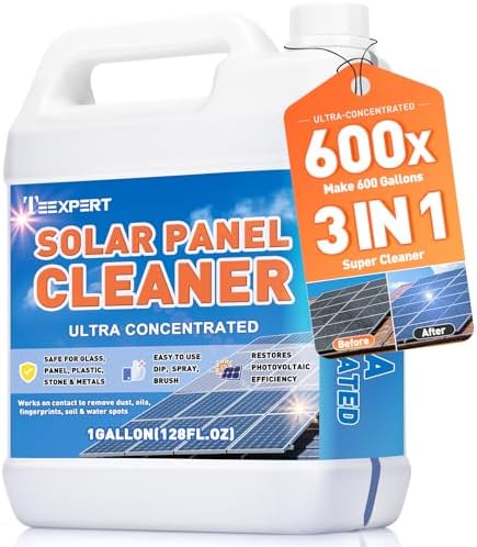 Teexpert Solar Panel Cleaner (1Gallon Makes 600 Gallons), Ultra Concentrated Glass & Solar Panel Cleaning, Streak-Free Quick Dry Remove Dirt, Dust, Droppings, Oils, Fingerprints & Water Spots by Teexpert