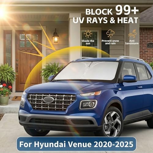 Windshield Sun Shade for Hyundai Venue 2020-2024 2025 Sunshade Front Window Shade Custom Fit Venue Accessories Sun Visor Foldable Shade Blocks UV Rays Accessories - Image 2