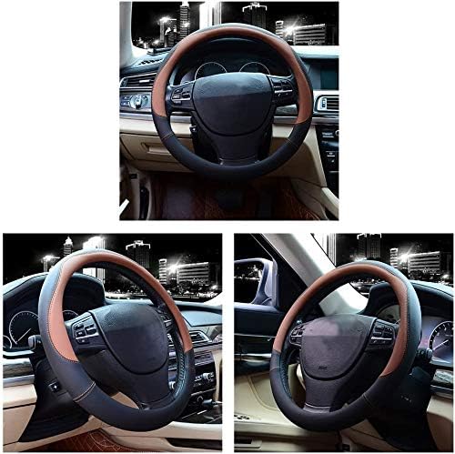 Microfiber Leather Steering Wheel Cover Large-Size for F150 F250 F350 Ram 4Runner Tacoma Tundra Range Rover Model S X with 15 1/2 inches-16 inches Outer Diameter (Brown) - Image 5