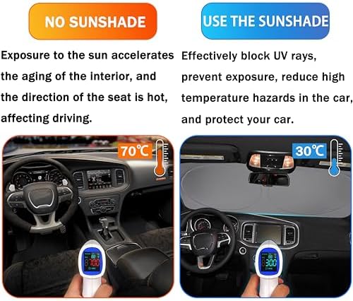 Front Windshield Sun Shade Fit for Dodge Charger Challenger Durango Journey Universal Fit to All Dodge Cars Foldable Sun Visor Protector Custom Fit Dodge Window Sunhade (Black Green) - Image 5