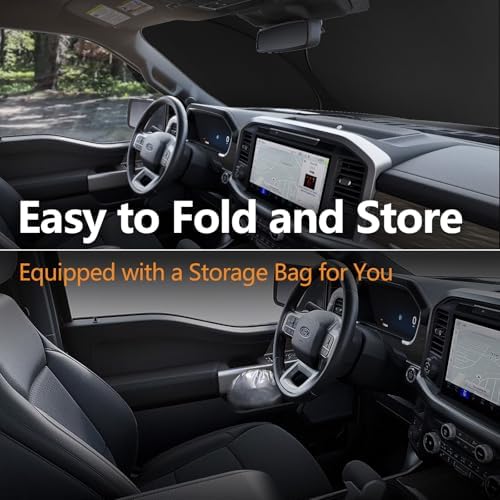 for 2015-2026 Ford F150 - Upgraded F-150 Sunshade for 240T 4-Layer UV Blocking Front Windshield Sun Shade, Collapsible Heat Shield with Storage Bag, Custom Fit for Ford F150 Car Accessories - Image 5