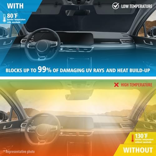Windshield Sun Shade for 2011-2026 Mitsubishi Outlander Sport, Protect Auto from Heat Damage and Keep Cool, Compact Foldable, SUV Sunshade for Front Window, CLIM ART, Car Accessories - WS5013 - Image 2