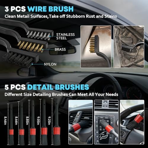 VCANENERGY Car Cleaning kit, Car Interior Detailing kit with 10000pa Car Vacuum Cleaner, Detailing Brush Set, Wheel Brush, Windshield Cleaner Tool, Complete Auto Accessories for Men, Women - Image 6