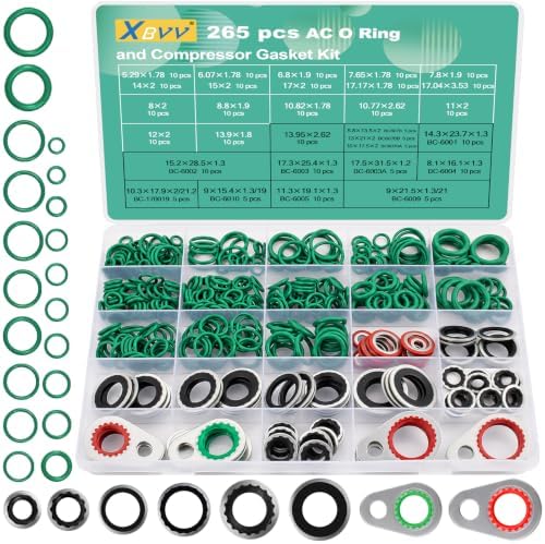 XBVV 265 PCS Automotive AC O Ring and Gasket Seal Kit for R134a R12 by XBVV