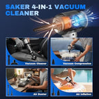 Saker 4 in1 Handheld Car Vacuum Portable Cordless 20000Pa HL157 Silver - Image 3