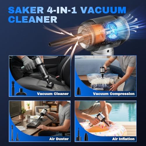 Saker 4 in1 Handheld Car Vacuum Portable Cordless 20000Pa HL157 Silver - Image 3