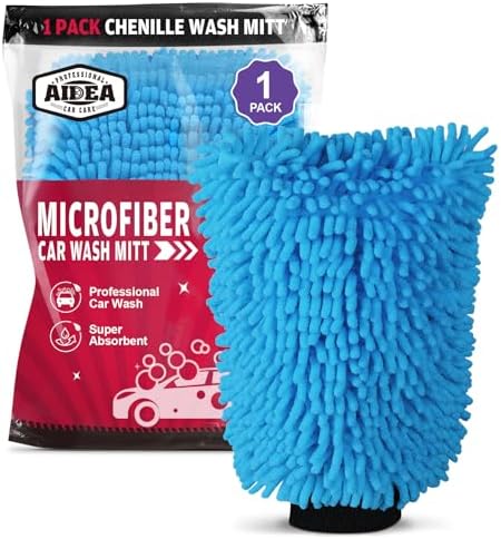 AIDEA Car Wash Mitt Microfiber, 1PK, Car Wash Brush, Blue, 7.12''X10.14'' by AIDEAHOME