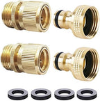 HQMPC Garden Hose Quick Connect Solid Brass Quick Connector Garden Hose Fitting Water Hose Connectors 3/4 inch GHT (2SETS) by HQMPC