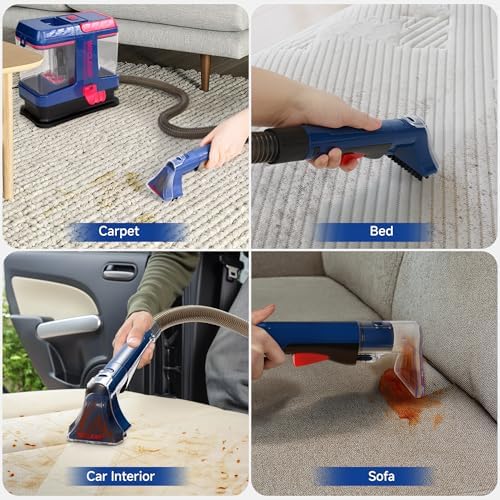 WECLEAN C5 Portable Carpet & Upholstery Spot Cleaner Machine,Deep Cleaning for Carpet,Car Couch, with Deep Cleaning Solution - Image 4