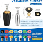Pressure Washer Nozzles, 2 Pack 4000 PSI 360° Rotating Pressure Washer Tips Turbo Nozzle with 1/4" Quick Connect，7 Pack Pressure Washer Nozzle Tips Powerfully Cleaning for Car Concrete Brick - Image 5