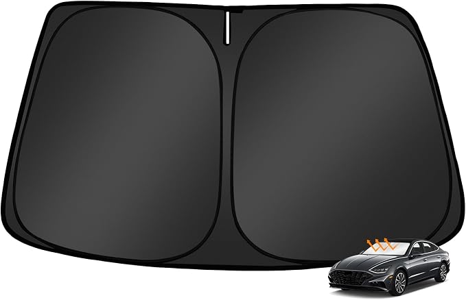 Custom Fit Windshield Sun Shade for H-yun-dai Sonata 2020-2026 | Foldable, Easy to Install & Store, Full Coverage, 210T Reflective Fabric, Blocks 99% of UV Rays by Mekdghro