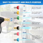 Pressure Washer Nozzles, 2 Pack 4000 PSI 360° Rotating Pressure Washer Tips Turbo Nozzle with 1/4" Quick Connect，7 Pack Pressure Washer Nozzle Tips Powerfully Cleaning for Car Concrete Brick - Image 4