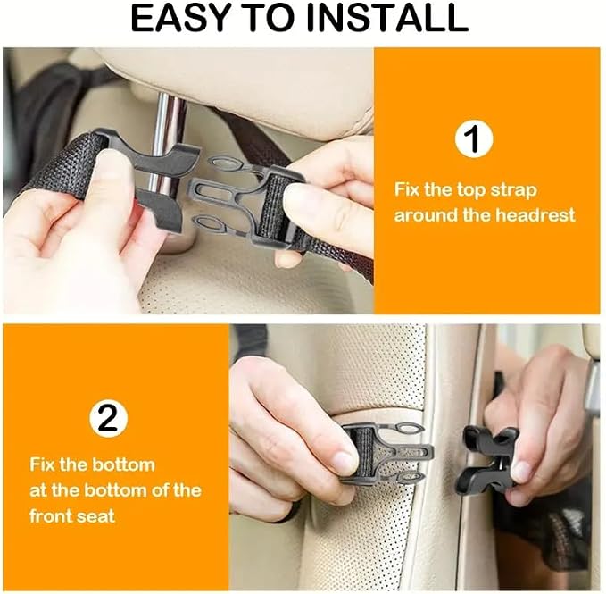 Car Backseat Organizer, Kids Seat Pockets, Back Seat Protector, Durable Strong Straps, Touchable Tablet Holder, Easy Wash, 10 Storage Pockets, 2 Pack Set - Image 8