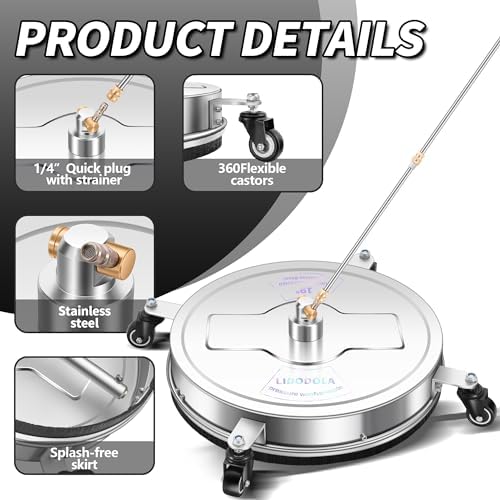 LidoDola 19'' Pressure Washer Surface Cleaner, Power Washer Accessory - Image 3