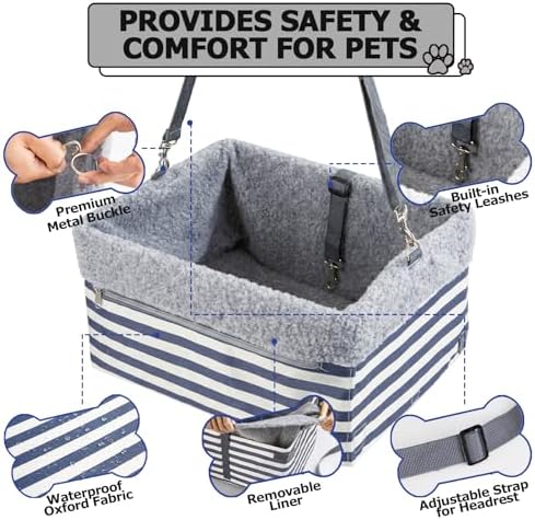 Dog Car Seats for Small Dogs, Upgrade Dog Booster Seat with Metal Frame Construction with Double-Layer Oxford, Perfect for Small Pets up to 20lbs - Image 3