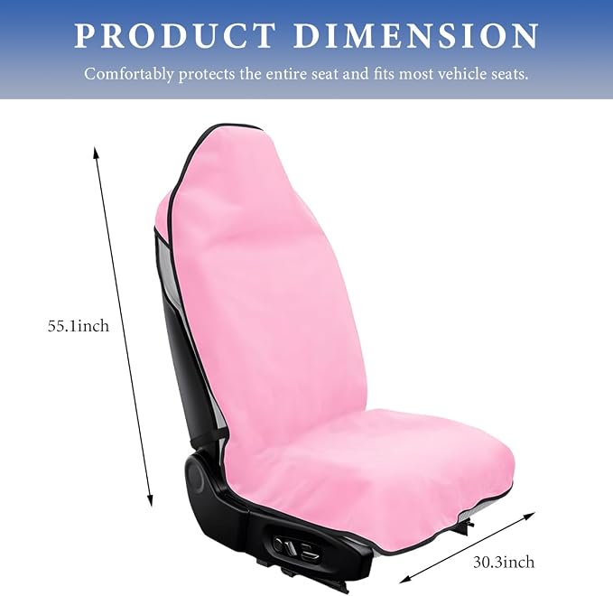 Car Towel Seat Cover, Waterproof Sweating Towel Non-Slip Front Seat Protector, Universal Soft Carseat Protective Cover for Gym Workout Running Swimming, Car Accessories (Pink) - Image 2