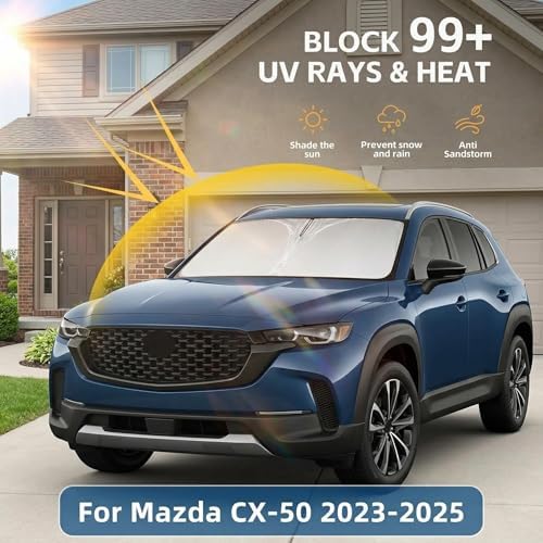 Windshield Sun Shade for Mazda CX-50 2023-2025 2026 Sunshade Front Window Shade Custom Fit CX50 Accessories Sun Visor Foldable Shade Blocks UV Rays Accessories - Image 2