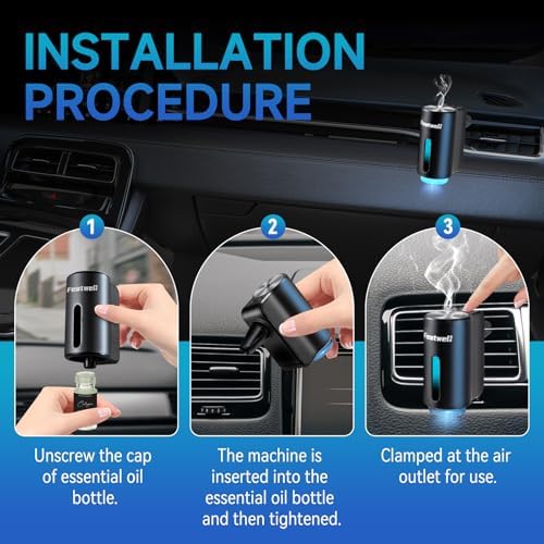 Featwell Car Air Freshener, Air Freshener Diffuser Three Adjustable Modes, Aromatherapy Machine Rechargeable (Black) - Image 3