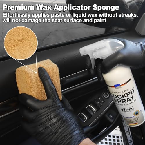 10PCS Car Cleaning Kit, Car Detailing Kit Interior Cleaner, Long Bristle Horse Hair Leather Cleaning Brush, Car Detailing Brushes, Microfiber Cloth & Applicator, Car Cleaning Supplies for Interior - Image 3