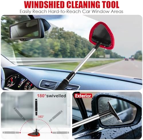 17PCS Car Cleaning Kit, Red Car Interior Detailing Kit with High Power Handheld Vacuum, Detailing Brush Set, Windshield Cleaner, Cleaning Gel, Complete Auto Accessories for Women Girls Gift - Image 3