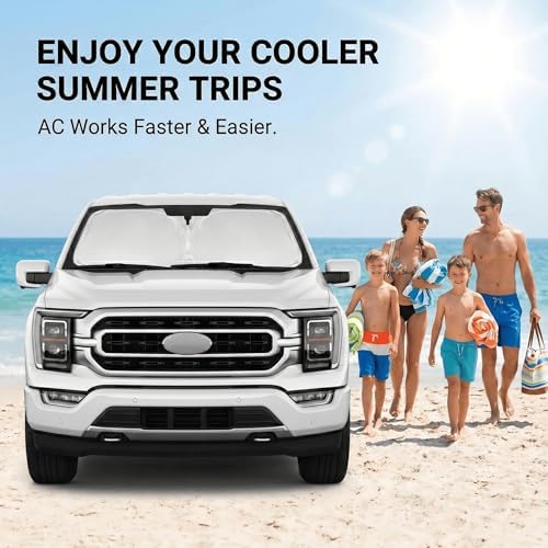 Windshield Sun Shade for Ford F150 2015-2024 2025 2026 Front Window Shade Custom Fit F-150 F150 F250 F350 F450 Accessories Sun Visor Foldable Shade Blocks UV Rays Summer Must Have Car Accessories - Image 4