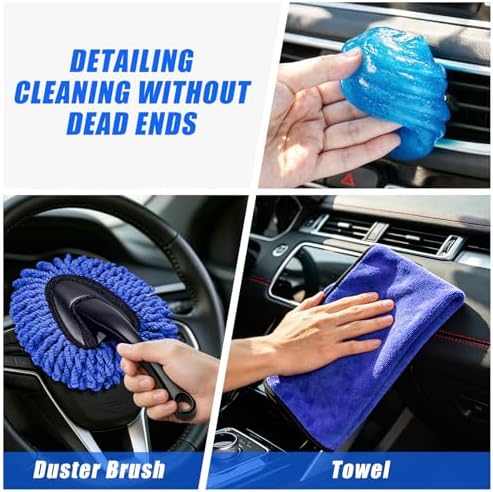 21PCS Car Detailing Kit Interior Cleaner - with Handheld Car Vacuum, Windshield Cleaning Tool, Detailing Brushes, Car Cleaning Supplies Kit for Women Men (Blue) - Image 7